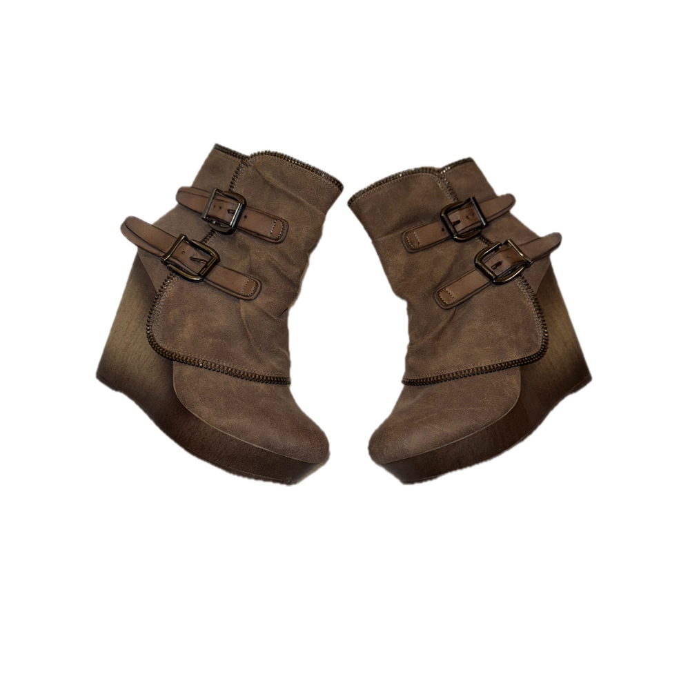Not Rated Wedge Buckle Ankle Boots - Picture 2 of 11